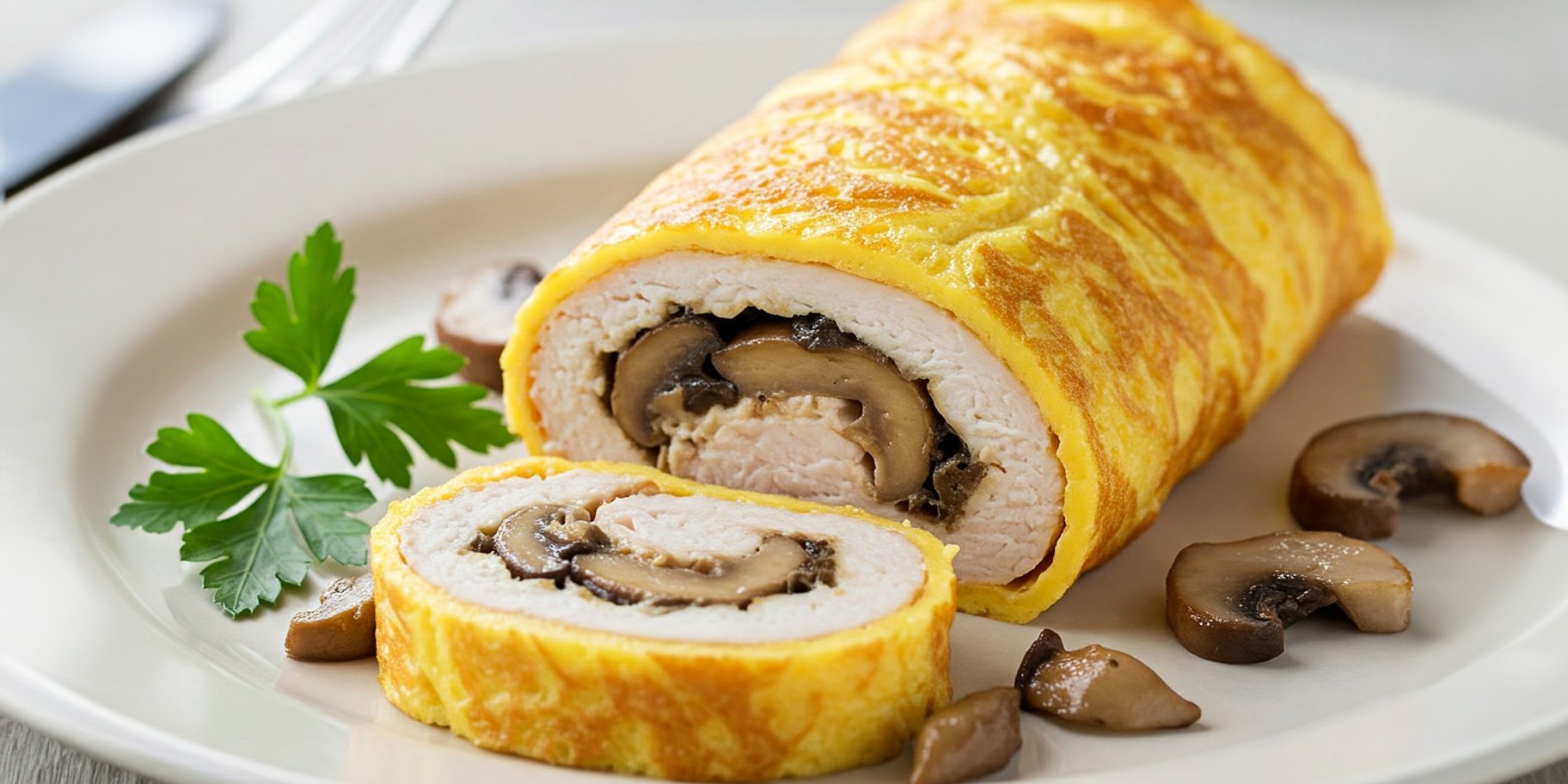 Курячий рулет з сиром і грибами