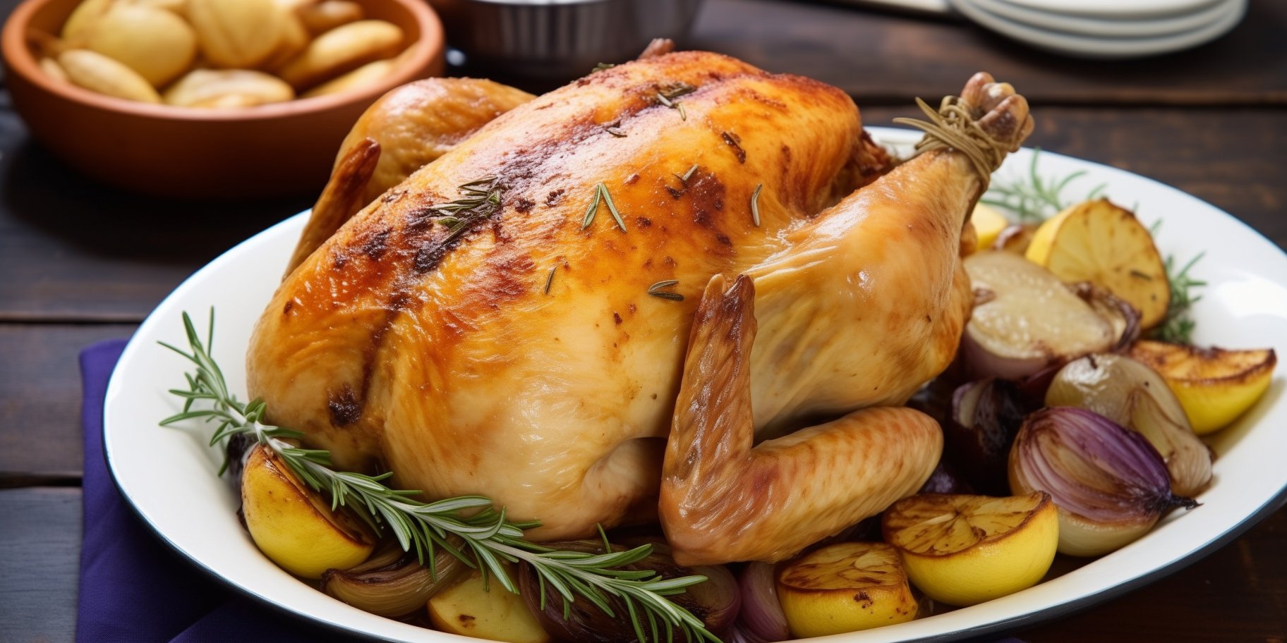 Курка, запечена з розмарином та часником