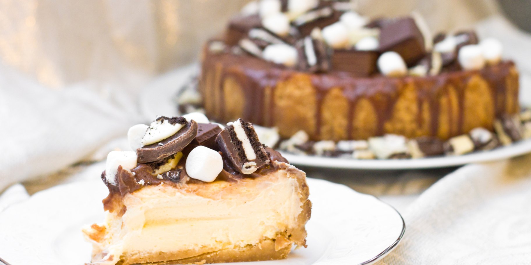 Чизкейк без выпечки с арахисовым маслом и сыром