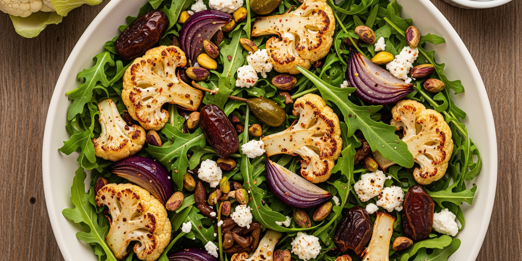 Салат із запеченою цвітною капустою, фетою та фініками