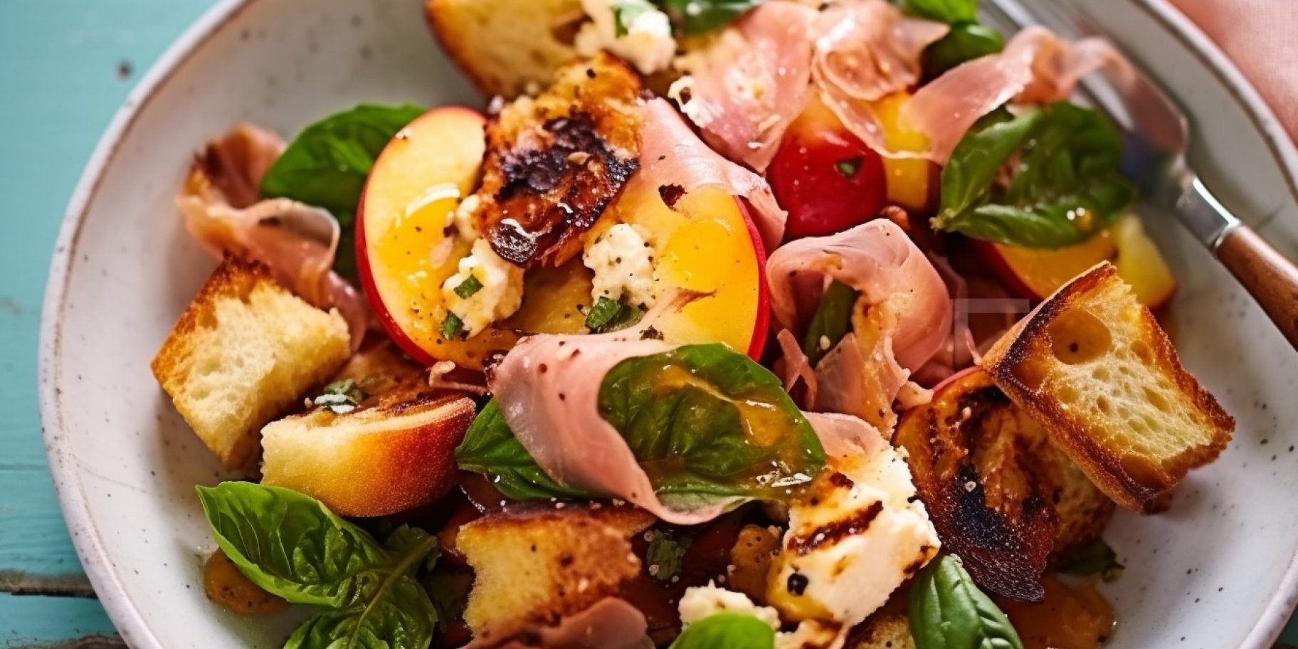 панцанела зі смаженими нектаринами і прошуто