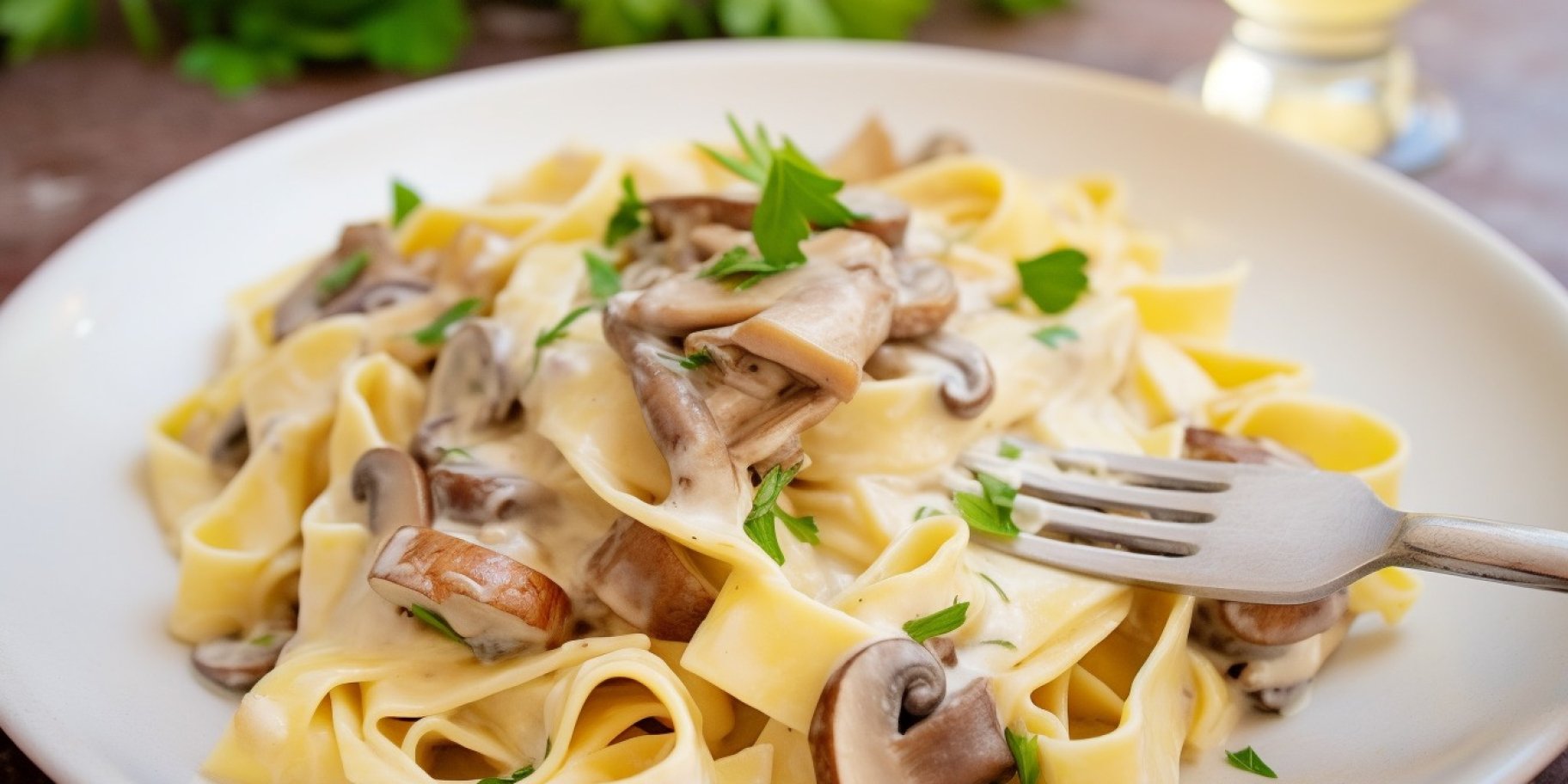 Паста з білими грибами у вершковому соусі