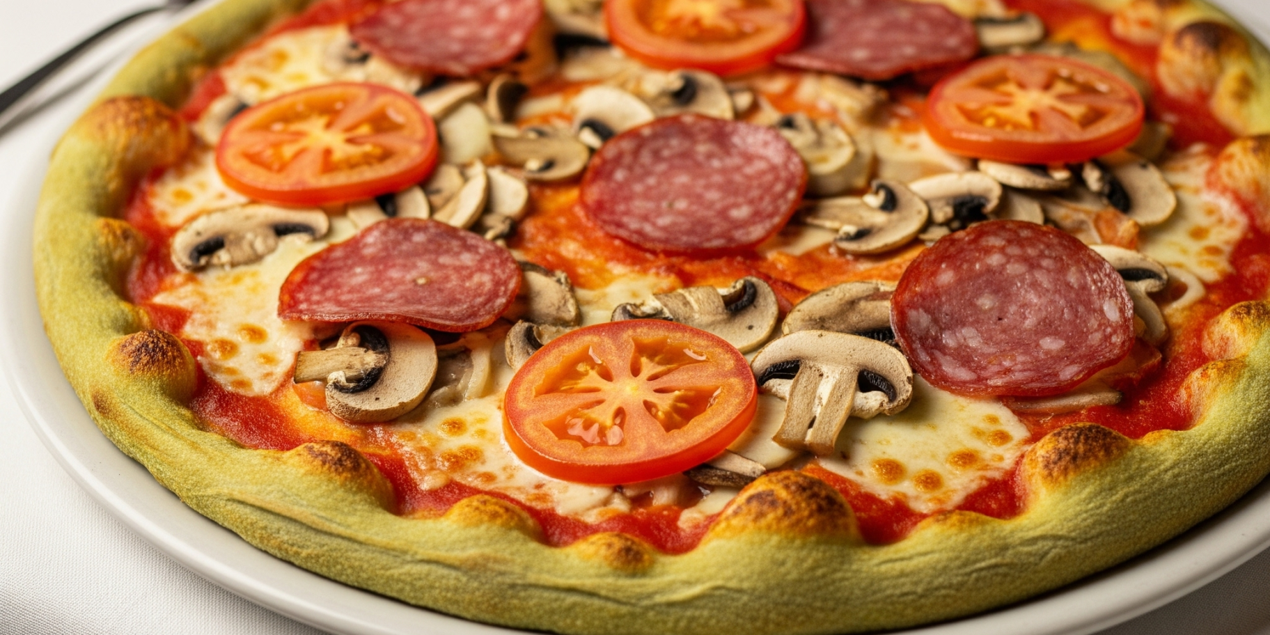 Піца на кабачковому тісті з ковбасою