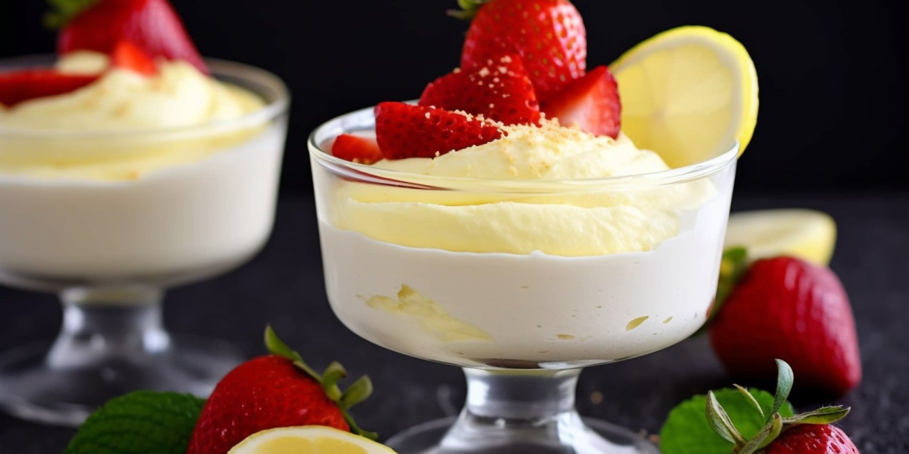 Лимонний мус з полуницею