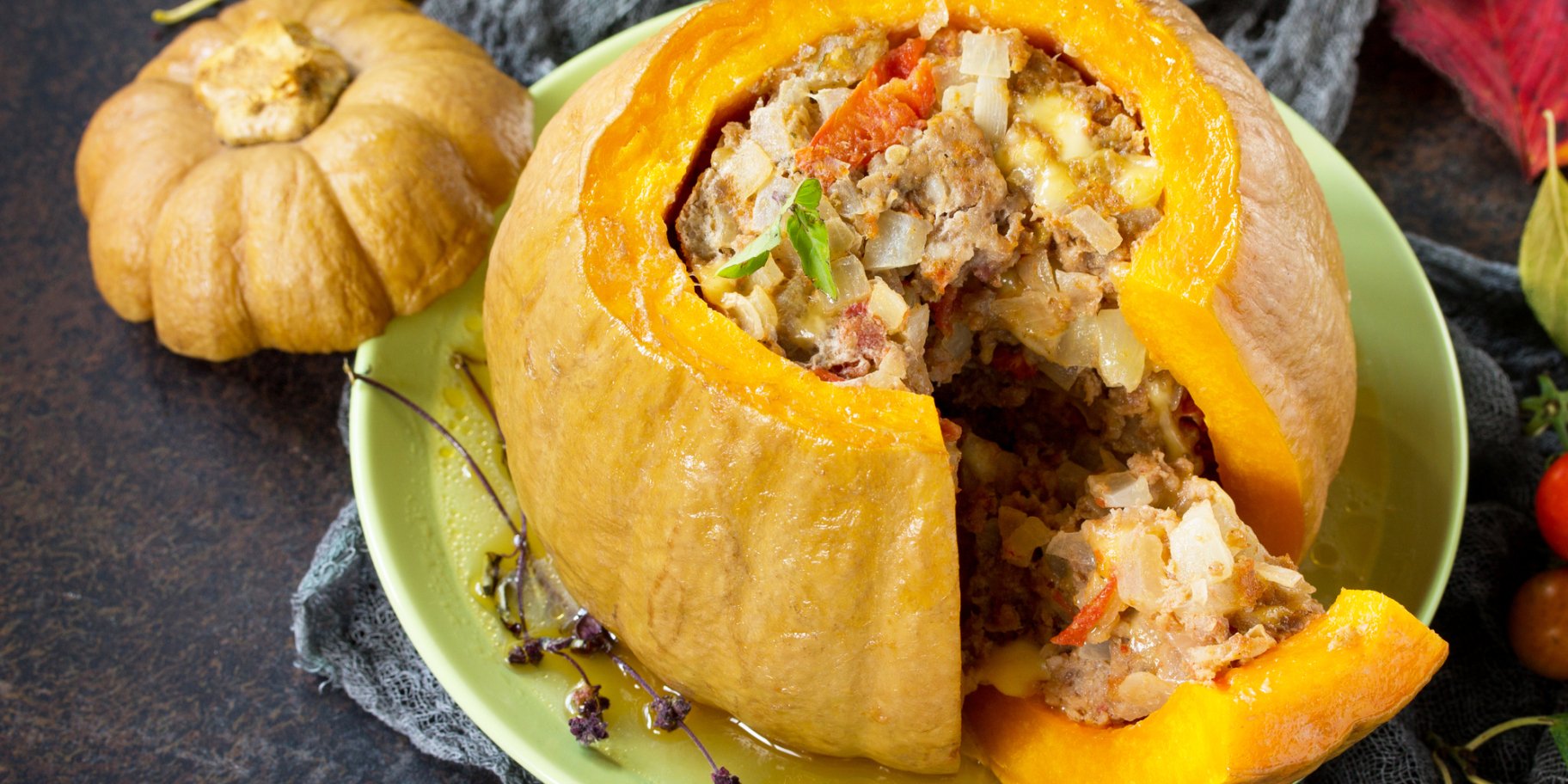 Фарширований гарбуз з м’ясом та фетою