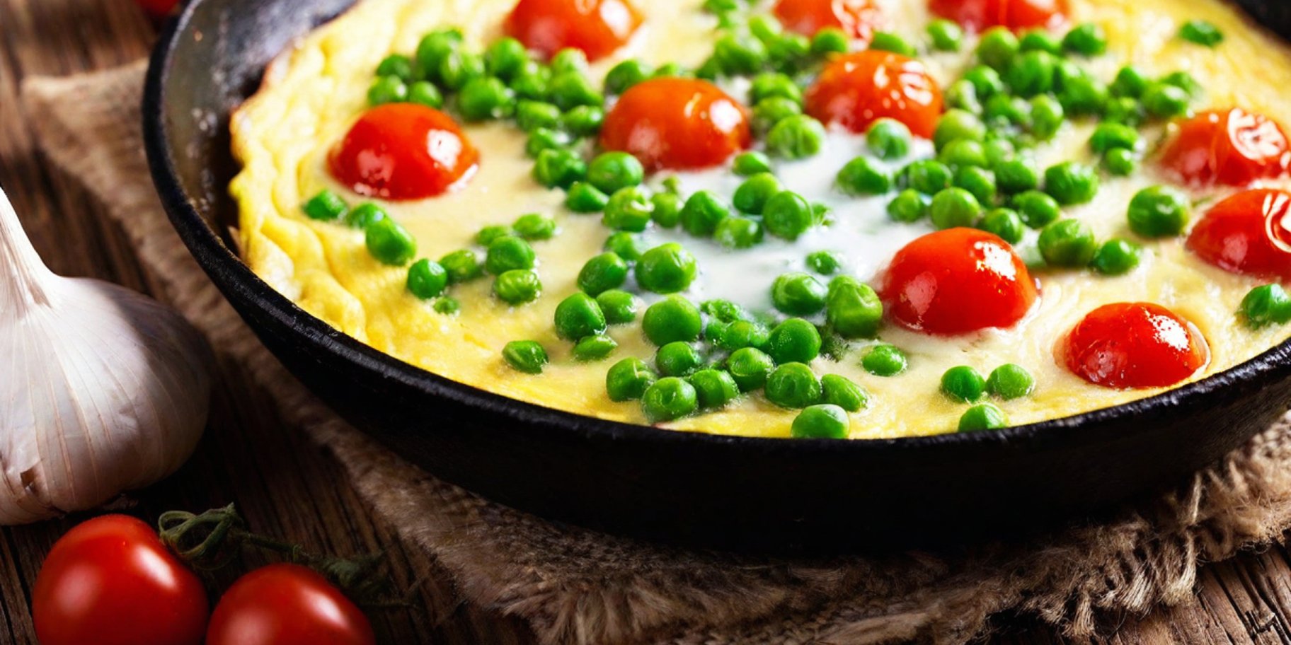 пиріг на сковороді із зеленим горошком