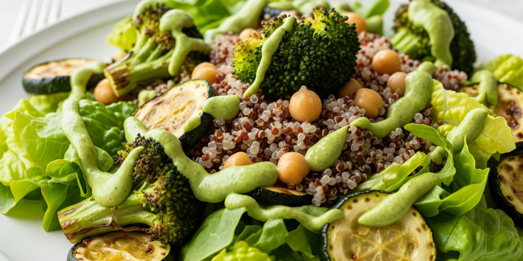 Овочевий салат з кіноа та зеленою заправкою