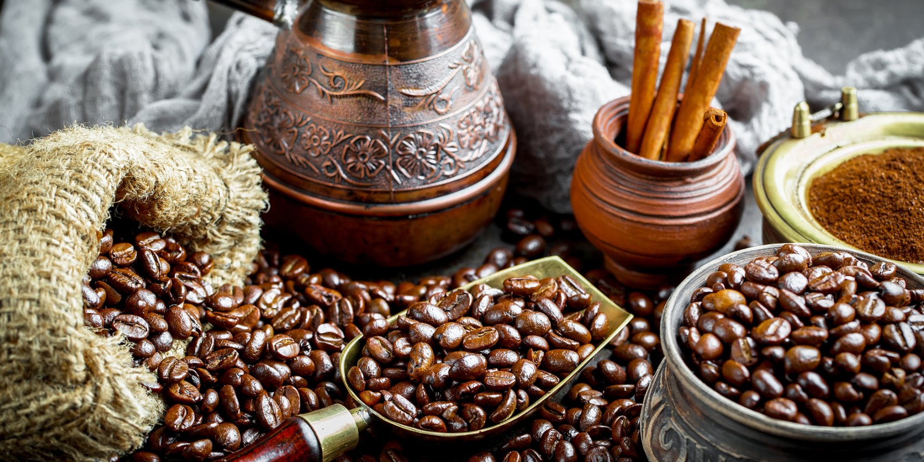 кава в зернах, турка для кави
