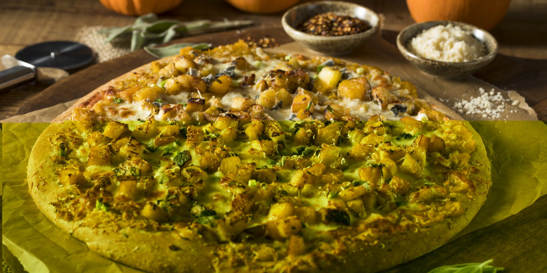 Осенняя пицца с тыквой и беконом