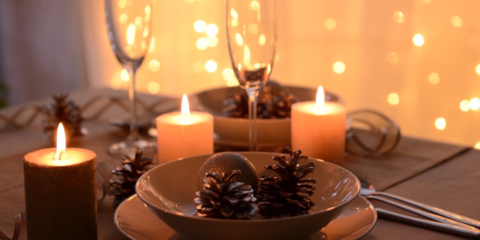 свічки, столовий посуд, різдво