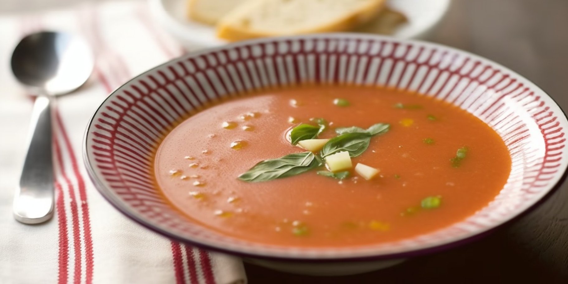 суп-пюре з томатів, базиліка та цибулі-порею