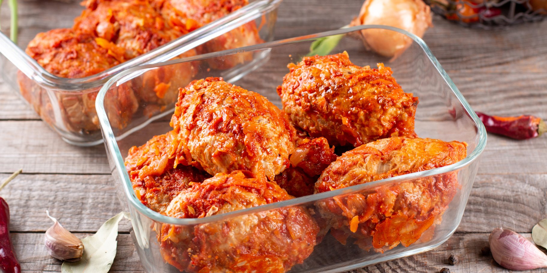 Ліниві голубці у скляному контейнері