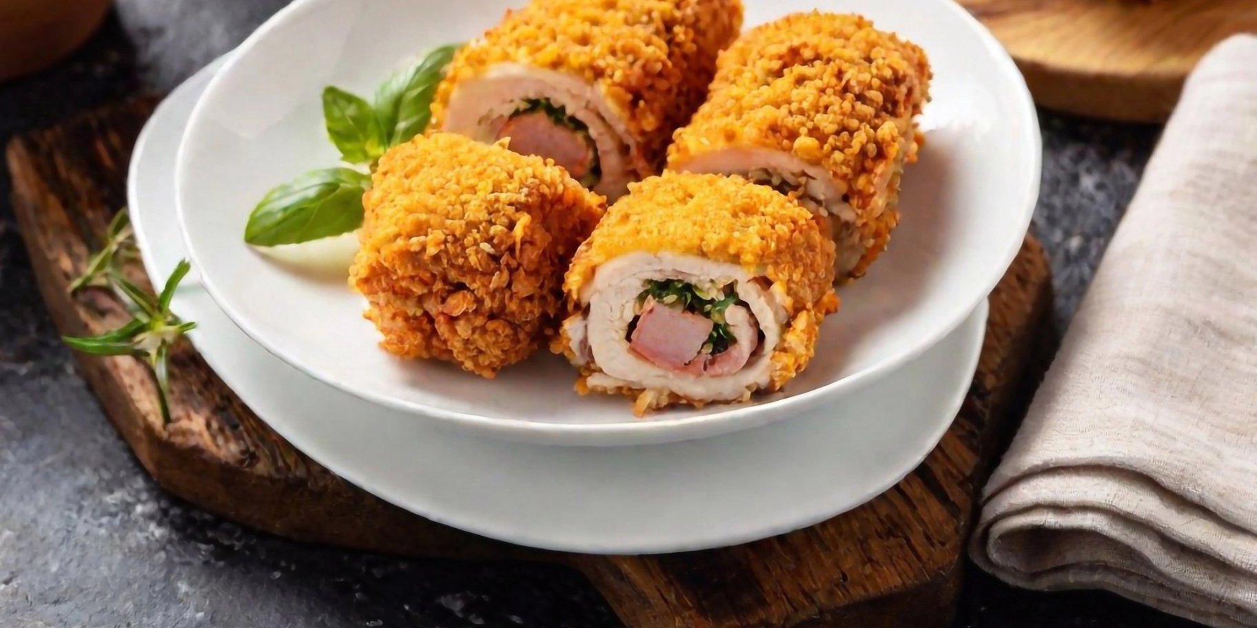 Курячий рулет з беконом і базиліком