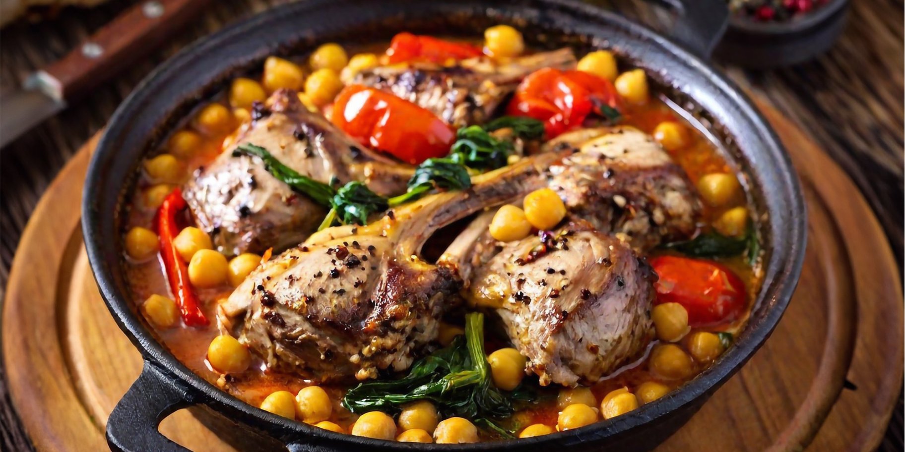 Шматки баранини запечені з нутом