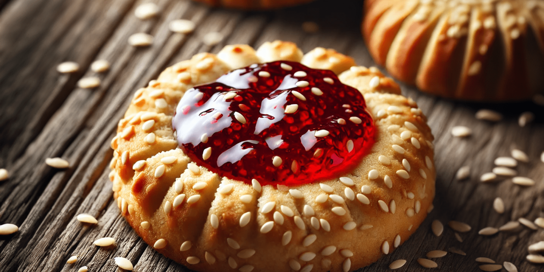 Кунжутне печиво з малиною