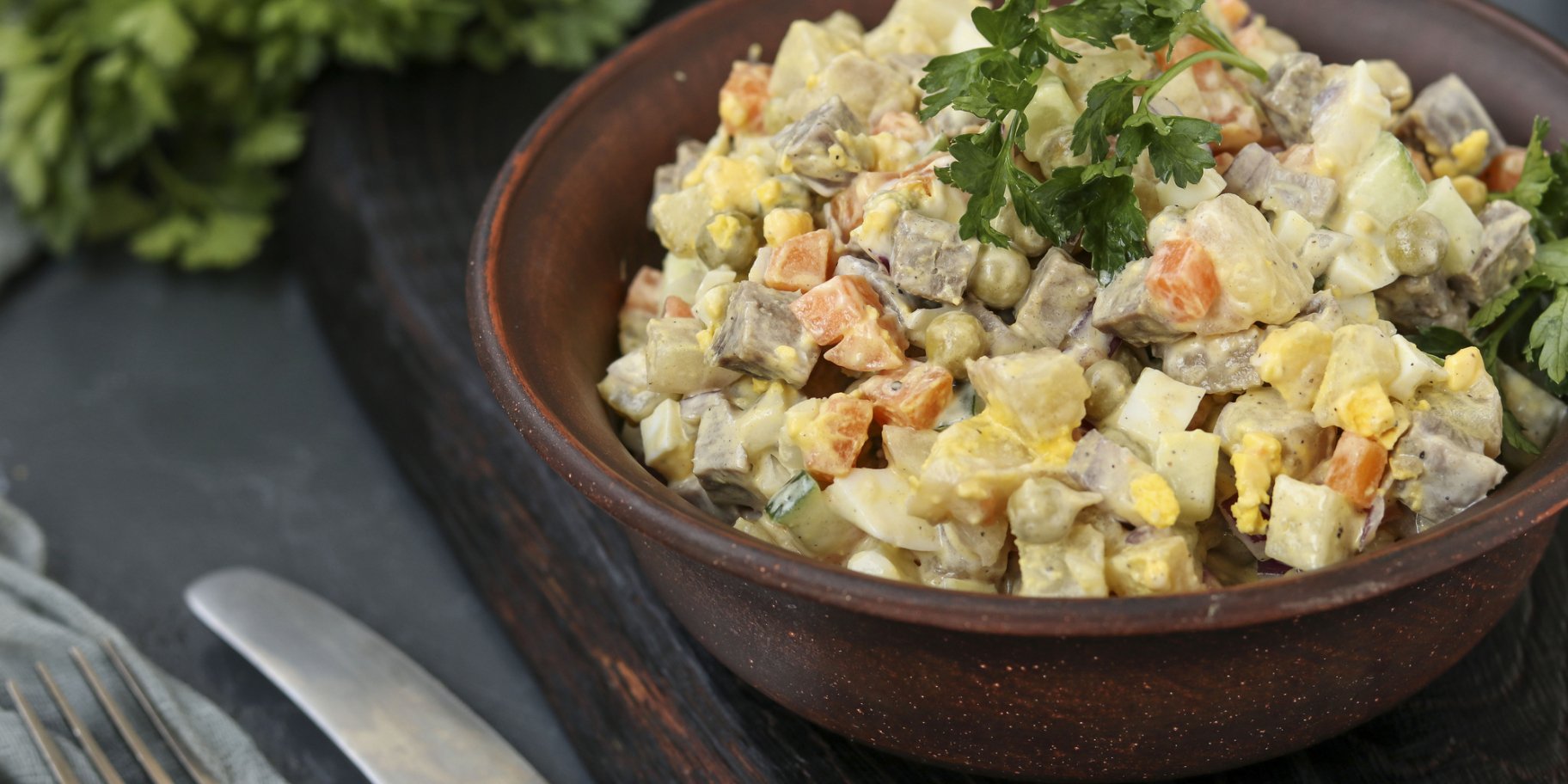 Оливье с языком