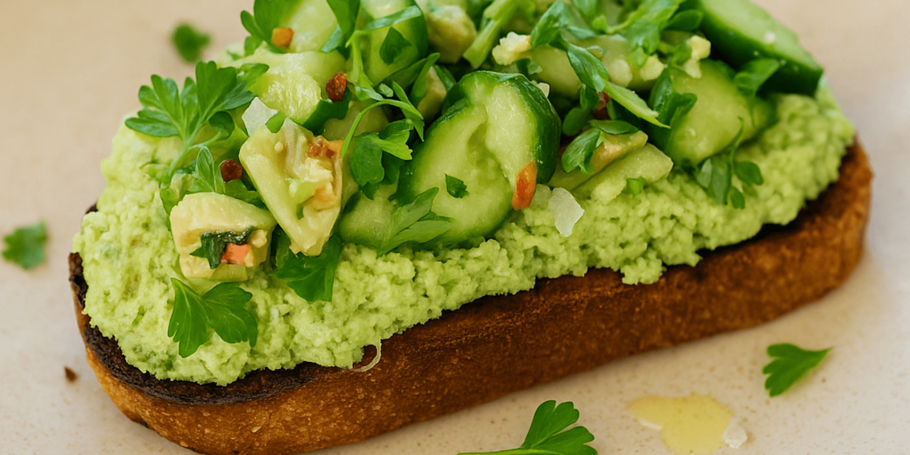 Тост зі збитими огірками та намазкою з артишоків
