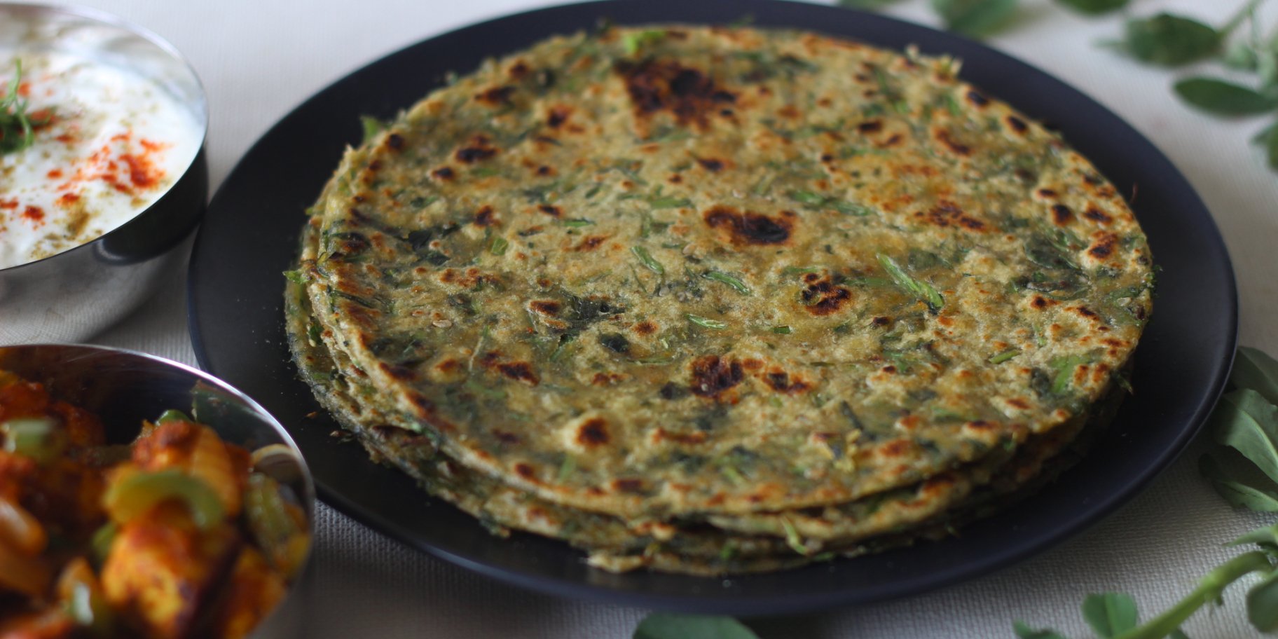 Индийская лепешка со шпинатом