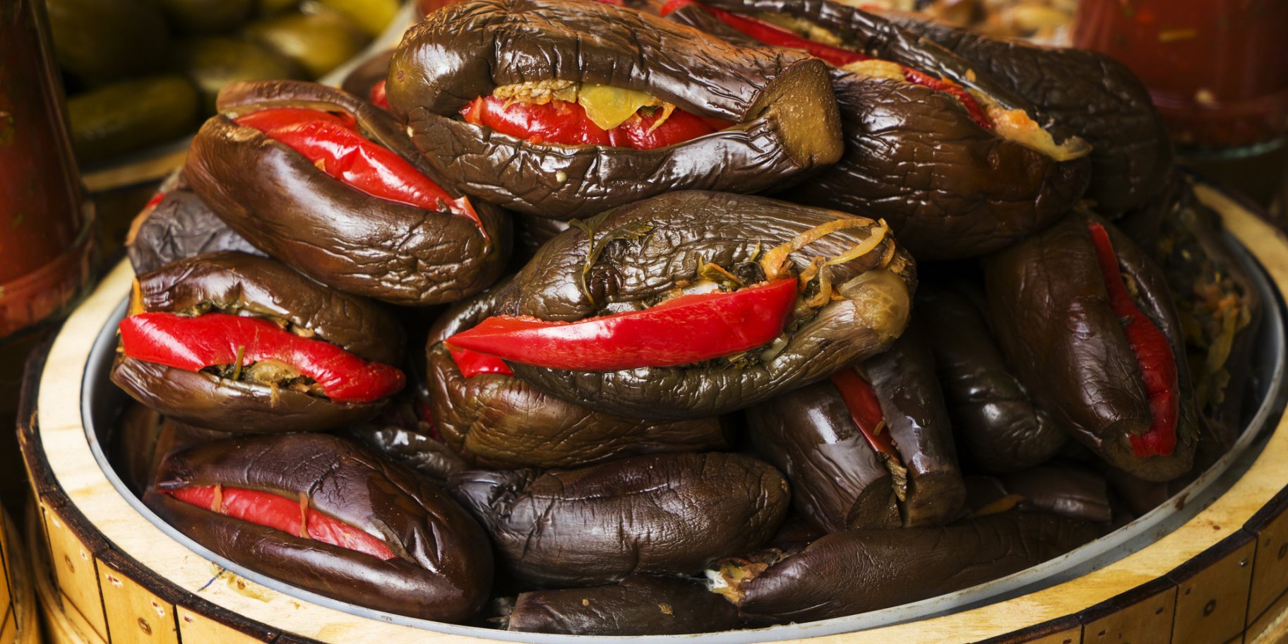 Мочені баклажани з морквою