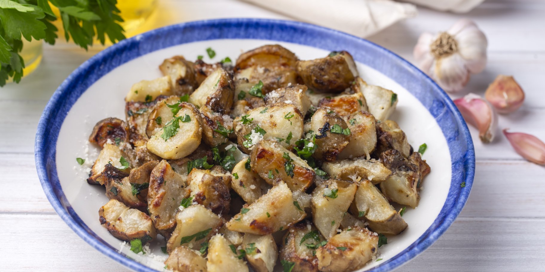 Запечений топінамбур з часником