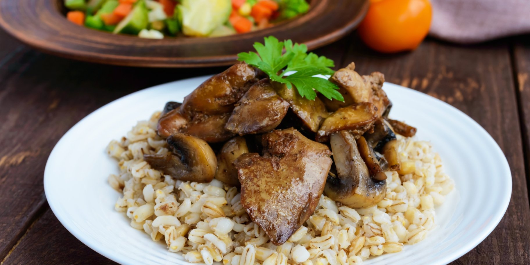 Булгур з печінкою і овочами