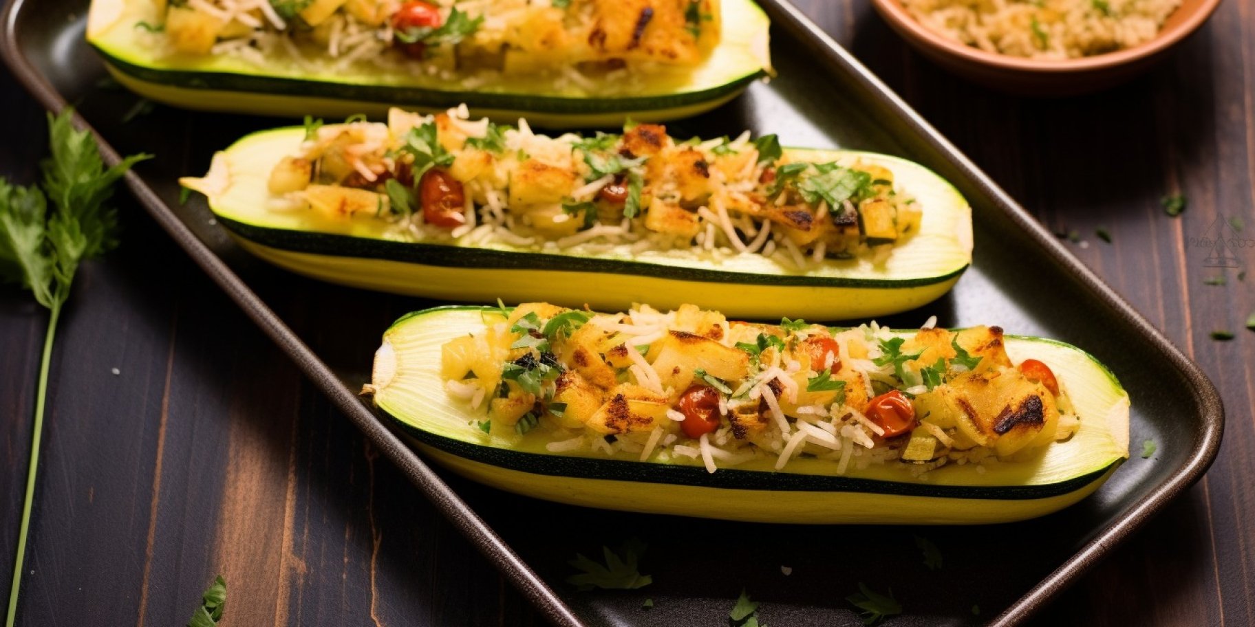 Пісні фаршировані кабачки з рисово-овочевою начинкою