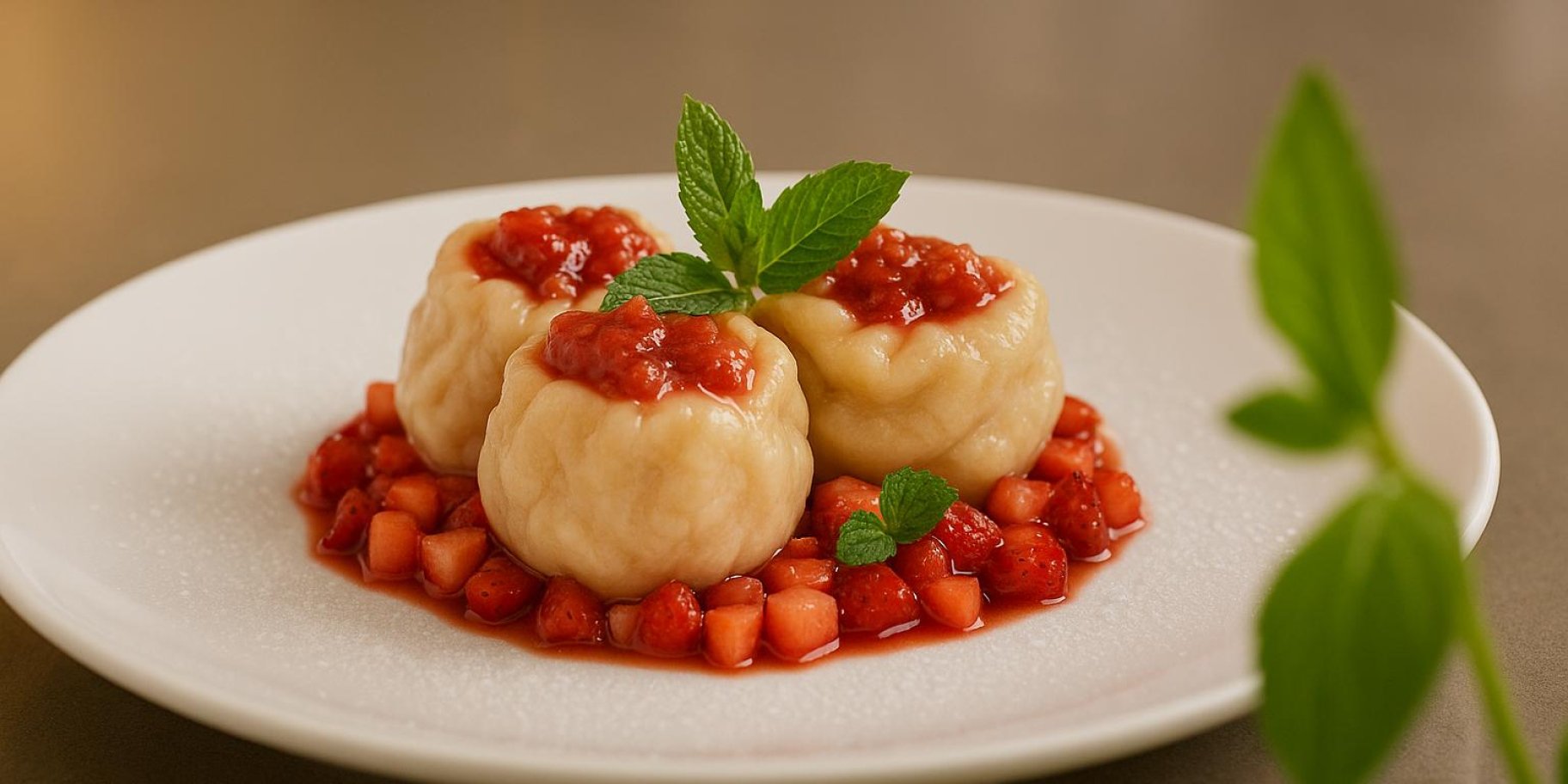 Відкриті вареники з полуницею