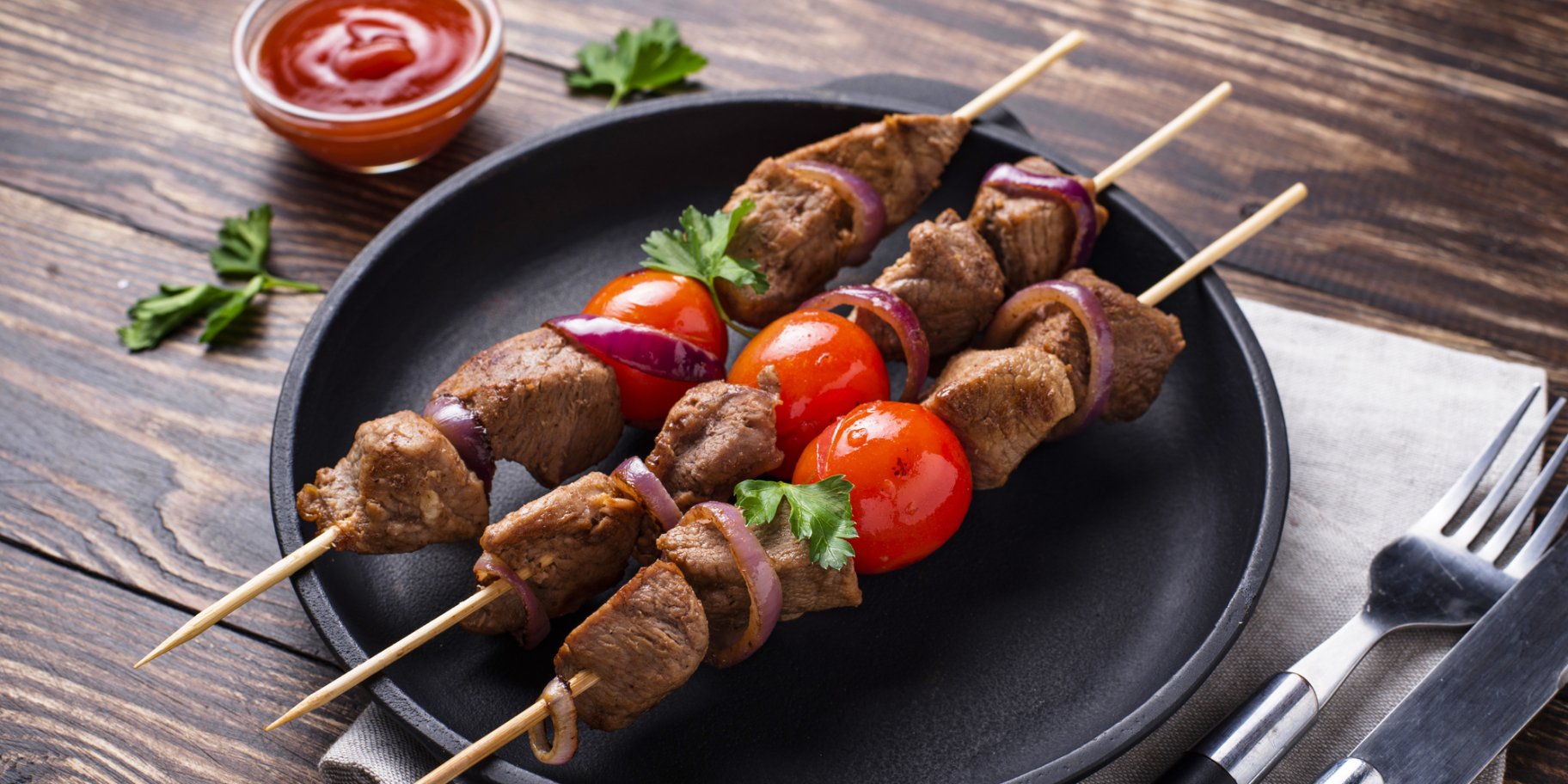 Шашлик із баранини з овочами