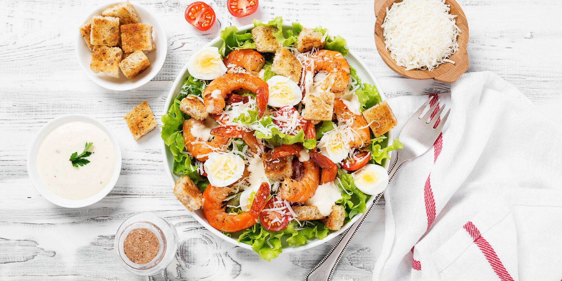 Салат Цезар з креветками