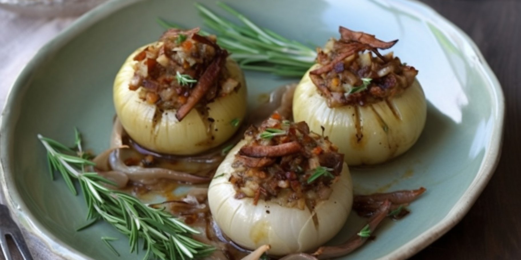 Лук, фаршированный куриной печенью