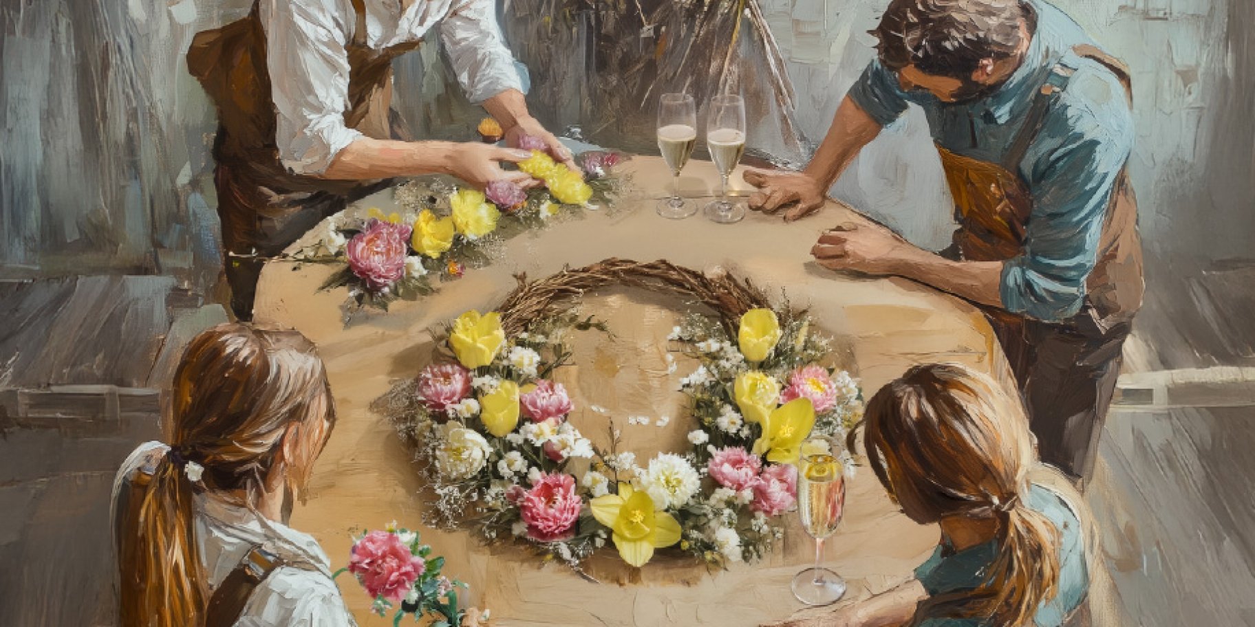 Великодня композиція з ігристим