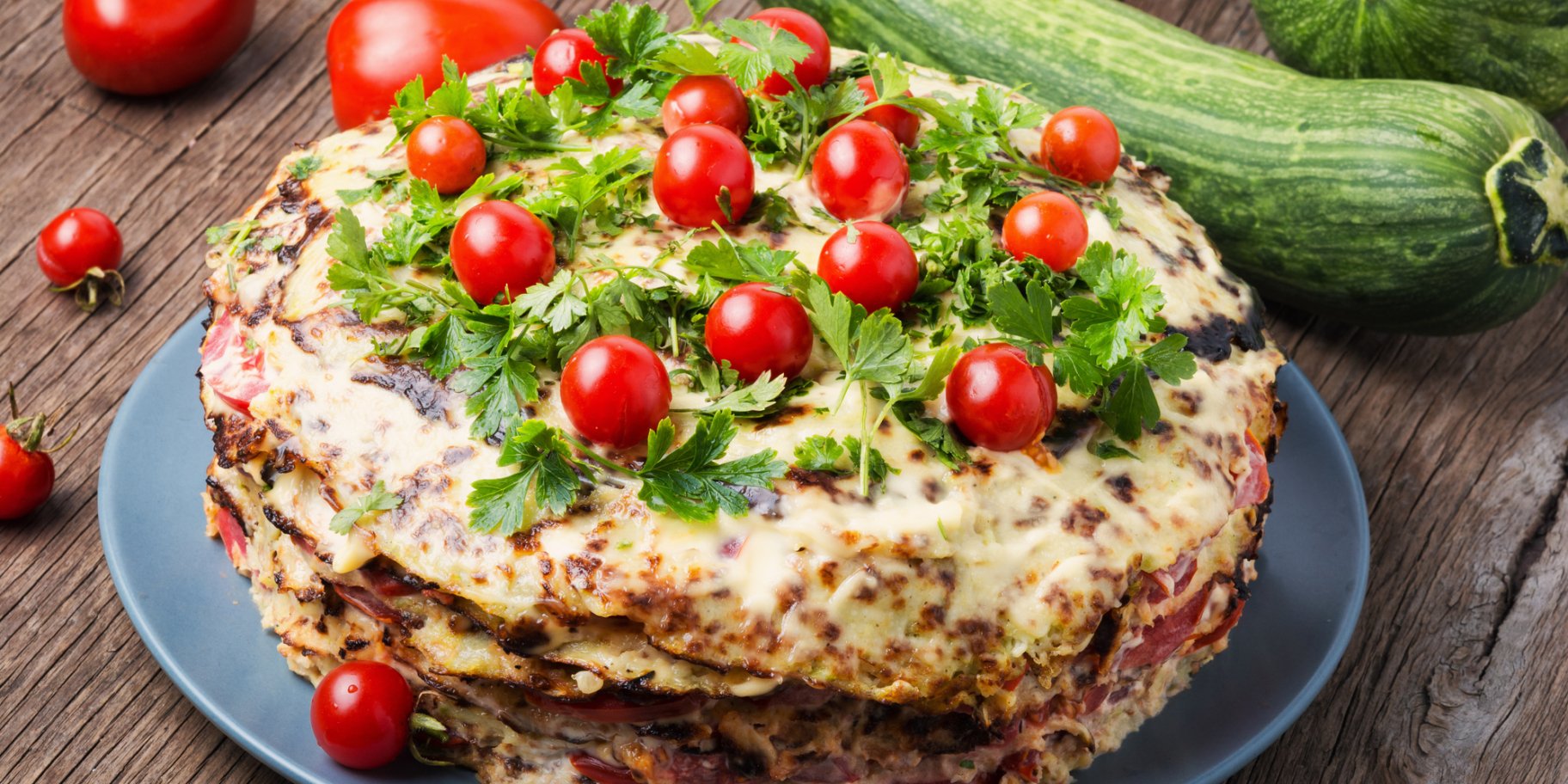 Кабачковый торт с грибами