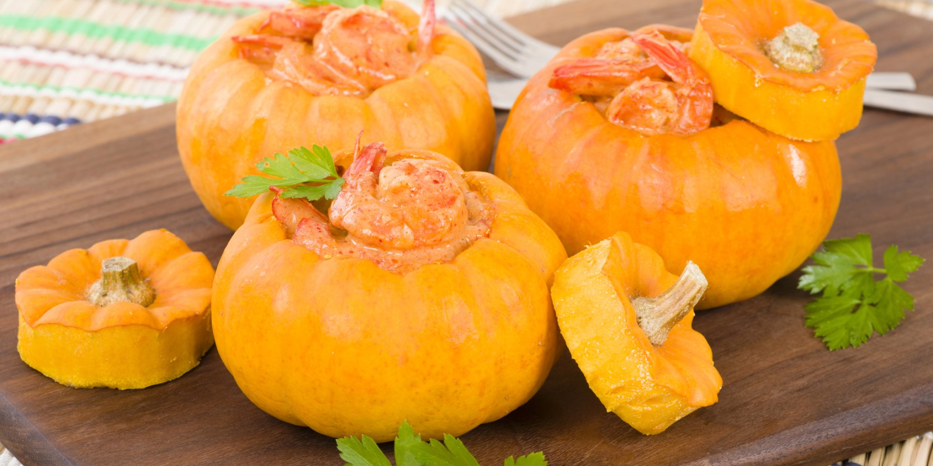 Фаршировані гарбузи з креветками
