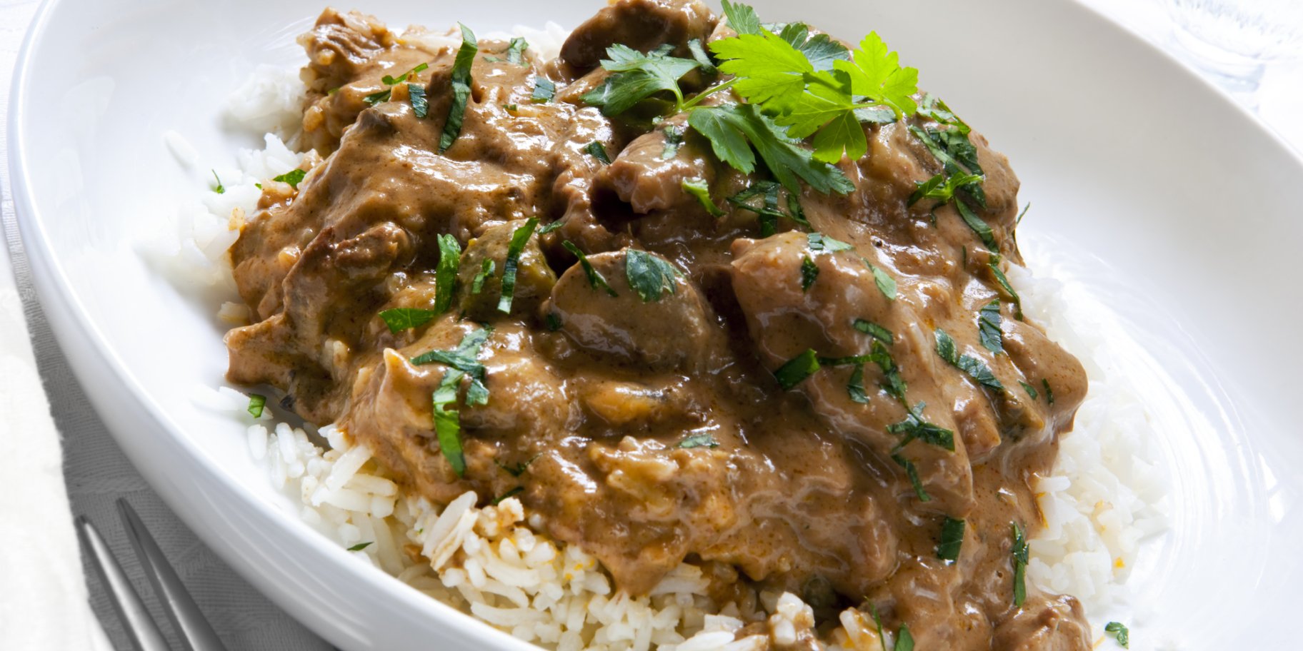 Бефстроганов с рисом