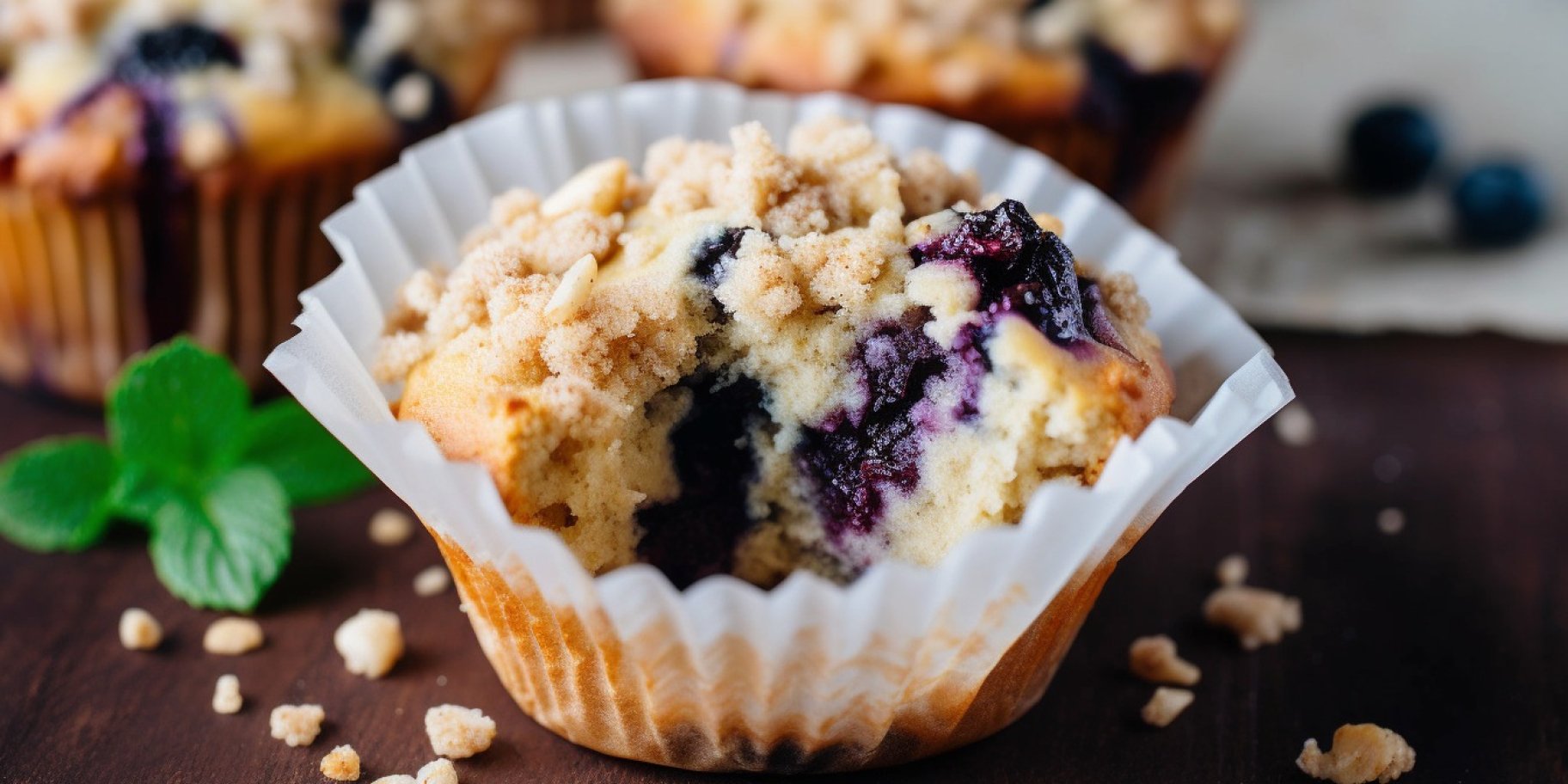 Маффины со штрейзелем с голубикой