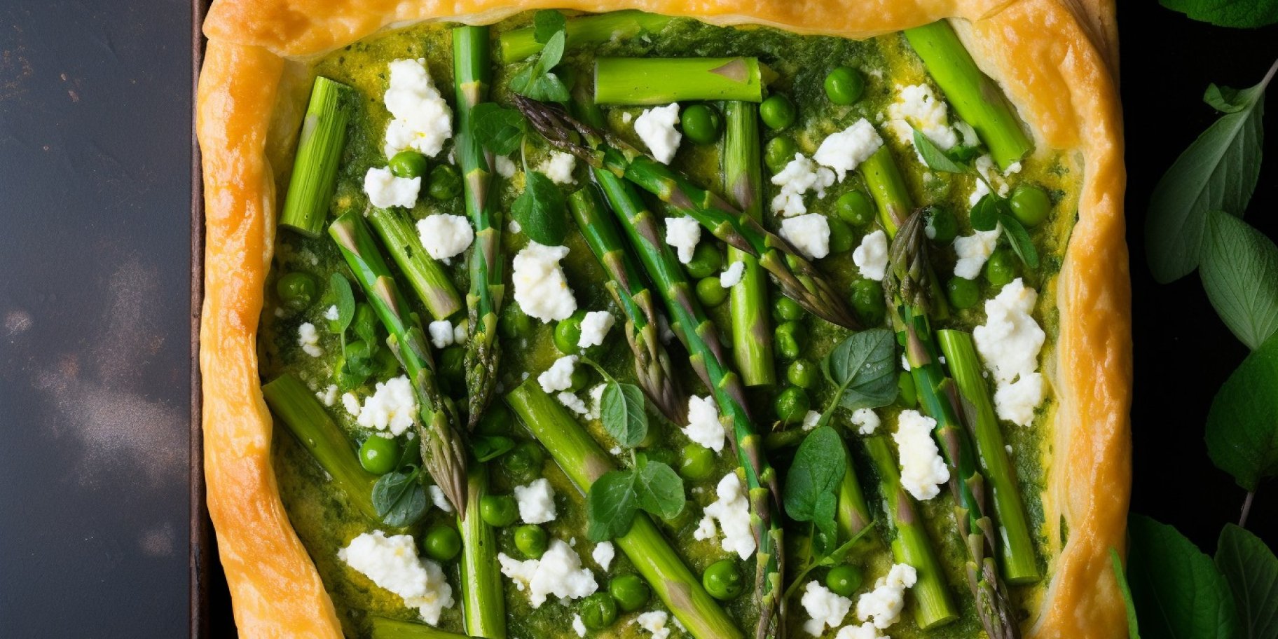 Тарт с молодыми овощами на слоеном тесте