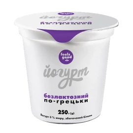 Йогурт Feels good По-грецьки білий безлактозний 3%, 250г
