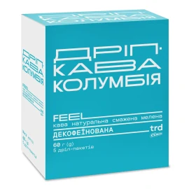 Кава мелена FEELtrd Колумбія декофеїнова в дріп-пакетах (FD), 5*12г