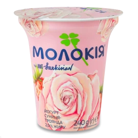 Йогурт Молокія з наповнювачем суниця троянда 2% стакан, 240 г