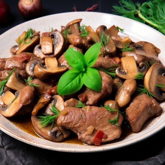 Грибы с мясом в сковороде — простой и питательный ужин