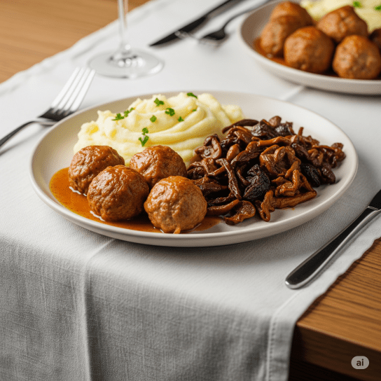 Тефтелі з підливою та грибами