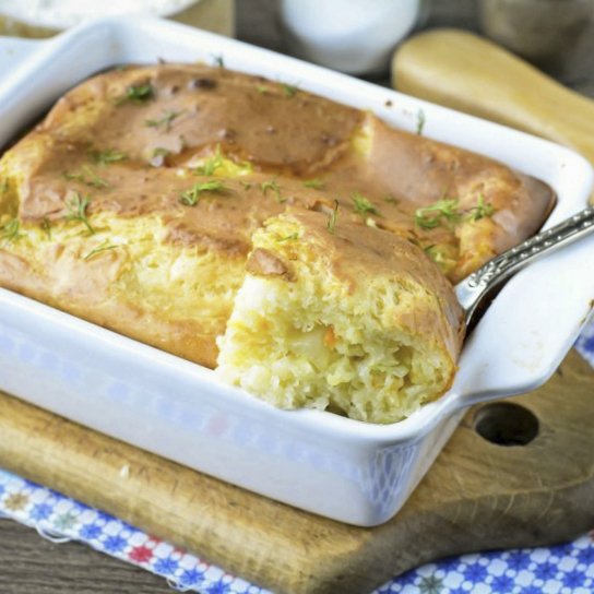 Заливний пиріг з капустою