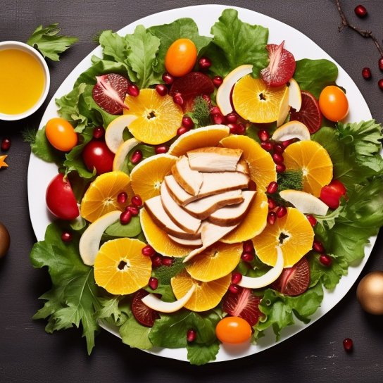 Салат-веночек с курицей и мандаринами