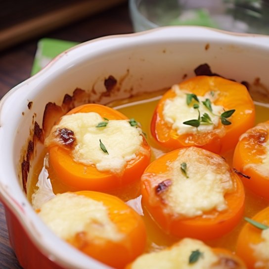 Сладкие абрикосы, запеченные с сыром.