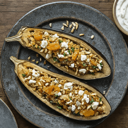 Баклажани, фаршировані булгуром і сухофруктами