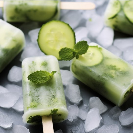 мороженое-лед из огурцов, мяты и лимонада