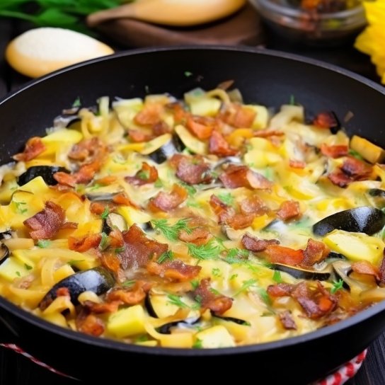 Мідії з цукіні та беконом