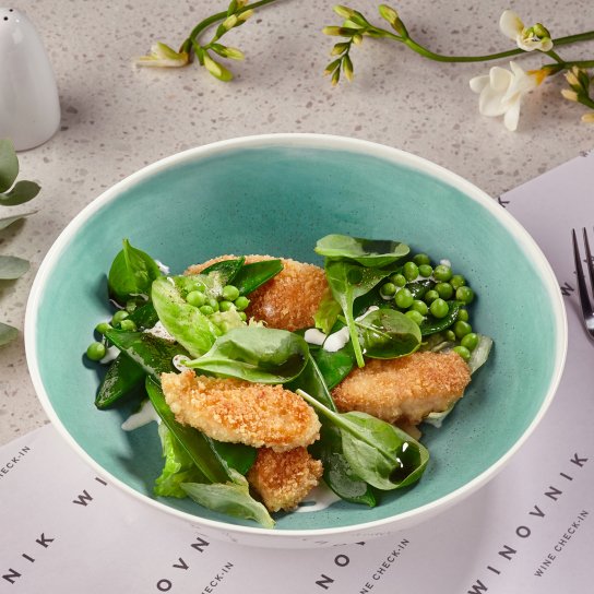 Курица со шпинатом и горохом