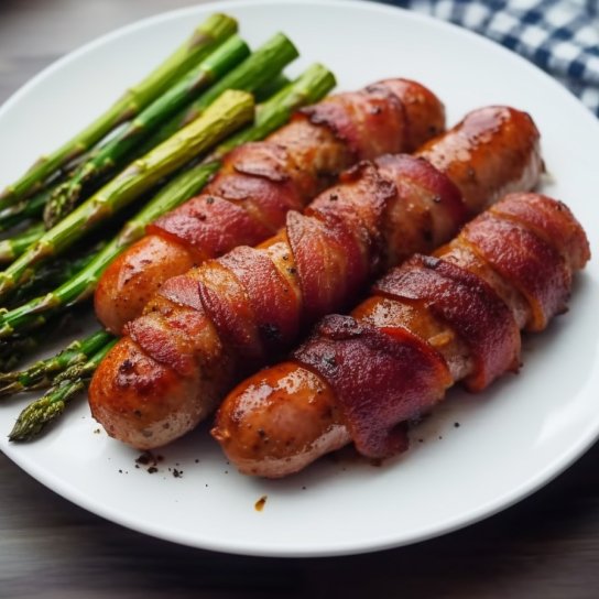 Сосиски в беконі з гірчичним соусом