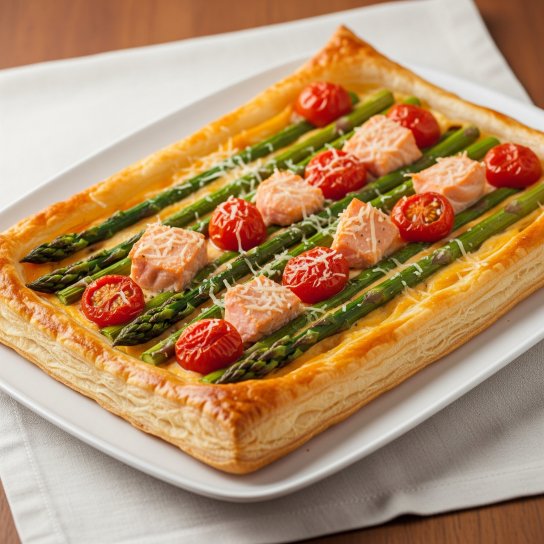 Пиріг з рибою, сиром та спаржею